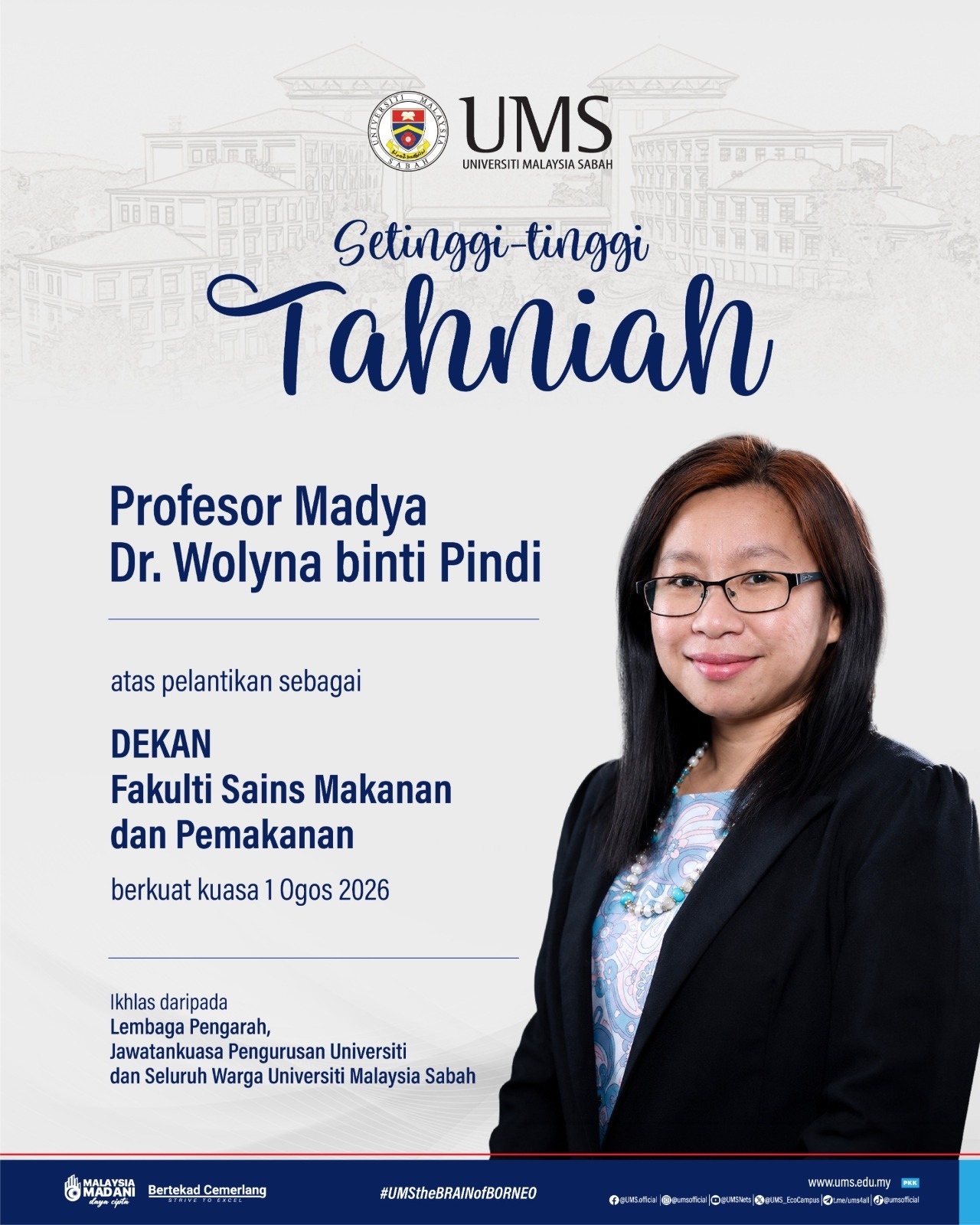 Welcoming Our New Dean: Associate Professor Dr. Wolyna binti Pindi